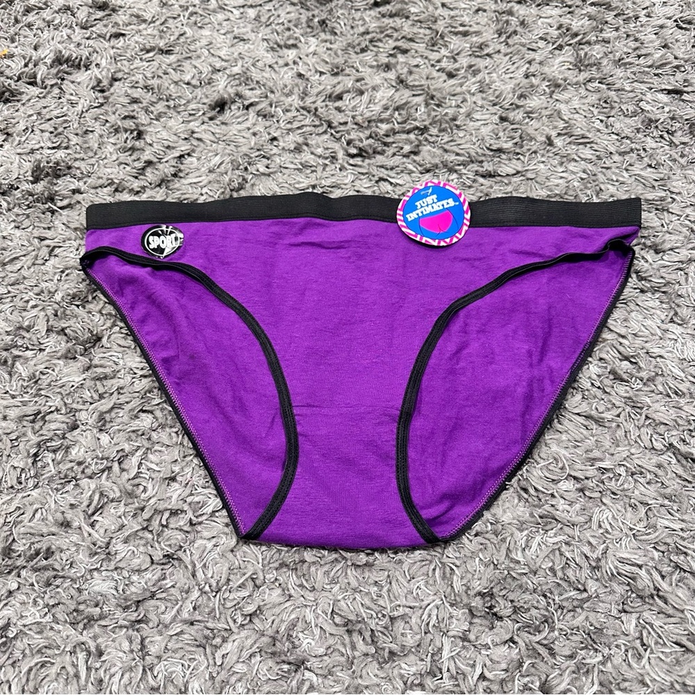 3/$15 Just Intimates 3X Black and Purple Contrast Brief Panty NWT